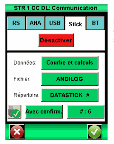 Einstellung der Speicherung mit dem Datastick II
